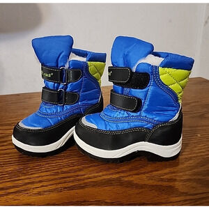 Apakowa Boys Toddlers Snow Boots Fur Lined sz 22 Toddler sz 6 Blue Hook & Loop